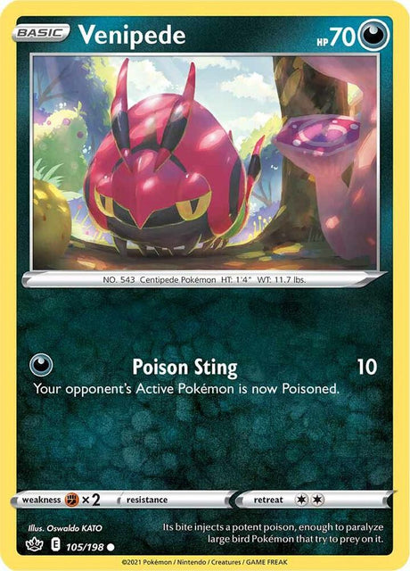 Venipede 105 - Pokemon TCG Chilling Reign card
