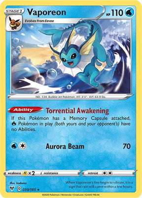 Vaporeon 030/185 - Pokemon TCG Vivid Voltage card