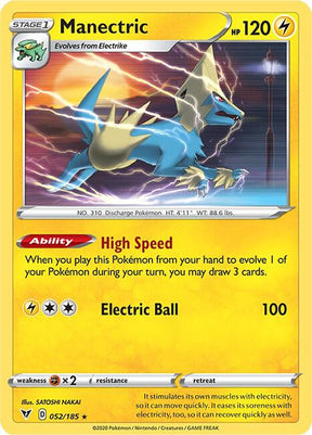 Manectric 052/185 - Pokemon TCG Vivid Voltage card