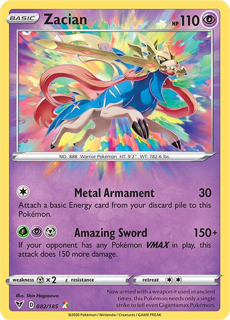 Zacian 082/185 - Pokemon TCG Vivid Voltage card