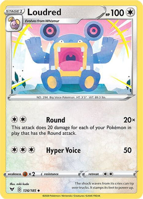 Loudred 136/185 - Pokemon TCG Vivid Voltage card