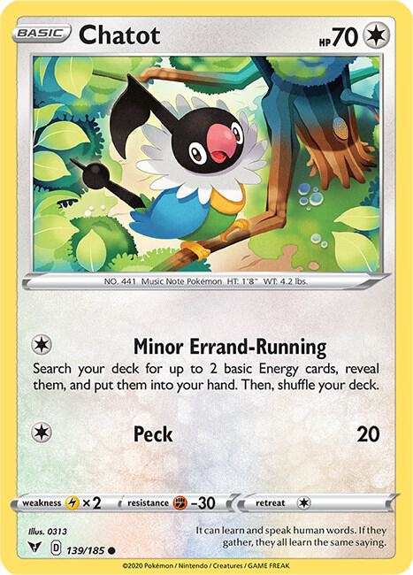 Chatot 139/185 - Pokemon TCG Vivid Voltage card
