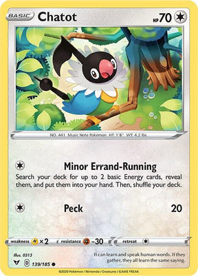 Chatot 139/185 - Pokemon TCG Vivid Voltage card