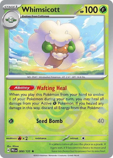 Whimsicott 008/131 - Master Ball Reverse Holo - Pokemon TCG Prismatic Evolutions card