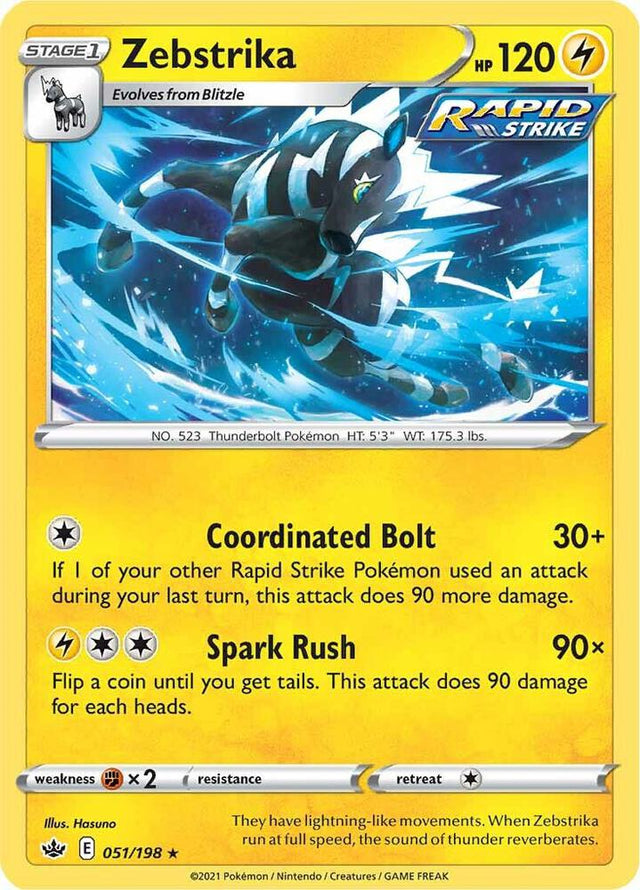 Zebstrika 051 - Pokemon TCG Chilling Reign card