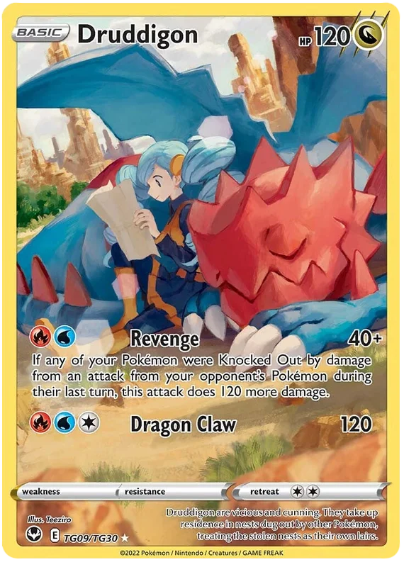 Druddigon Silver Tempest Trainer Gallery Pokemon Card Single