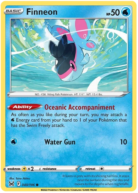 Finneon Lost Origin Pokemon Single Card 040/196