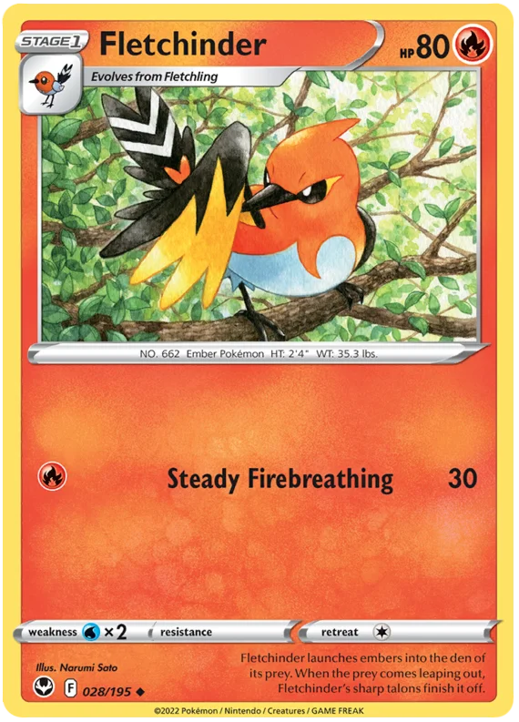 Fletchinder Silver Tempest Pokemon Card Single