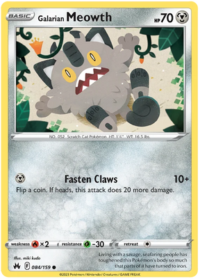 Galarian Meowth Crown Zenith Pokemon Card Single