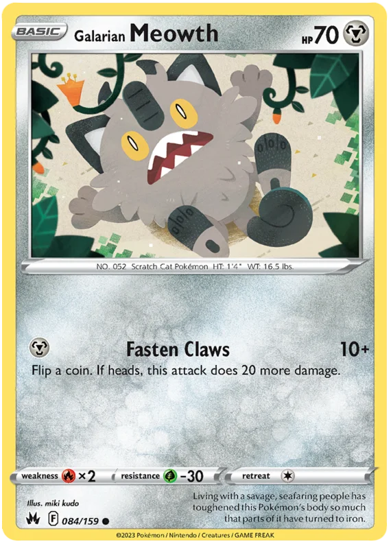 Galarian Meowth Crown Zenith Pokemon Card Single