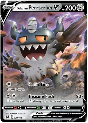 Galarian Perrserker V Lost Origin Pokemon Single Card 129/196