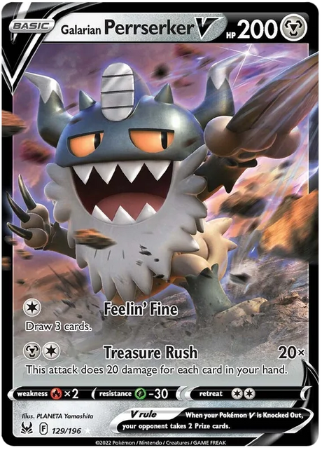 Galarian Perrserker V Lost Origin Pokemon Single Card 129/196