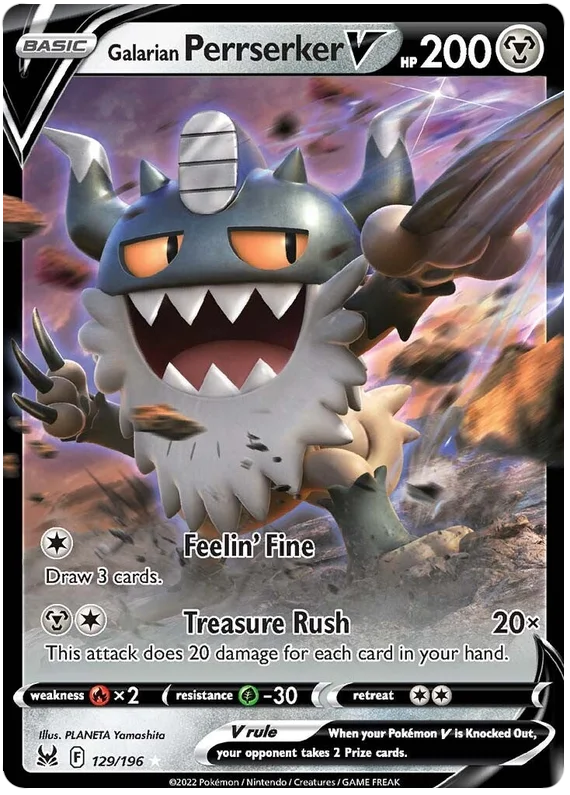 Galarian Perrserker V Lost Origin Pokemon Single Card 129/196