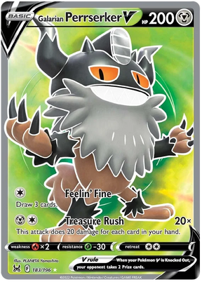 Galarian Perrserker V (Full Art) Lost Origin Pokemon Single Card 183/196