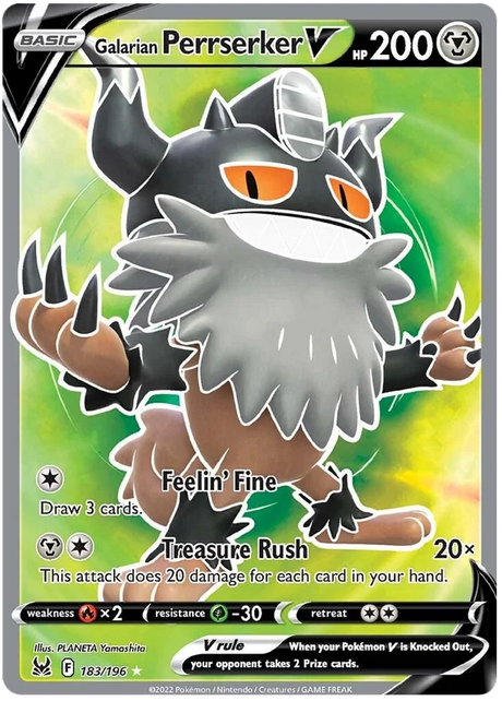 Galarian Perrserker V (Full Art) Lost Origin Pokemon Single Card 183/196