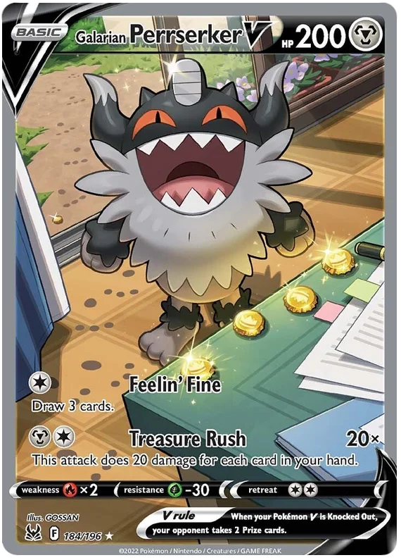 Galarian Perrserker V (Alt Art) Lost Origin Pokemon Single Card 184/196