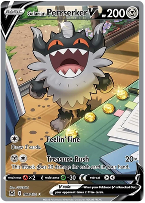 Galarian Perrserker V (Alt Art) Lost Origin Pokemon Single Card 184/196