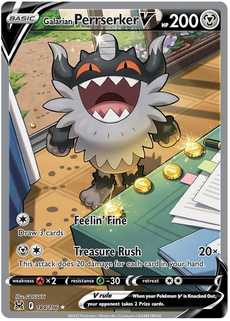 Galarian Perrserker V (Alt Art) Lost Origin Pokemon Single Card 184/196