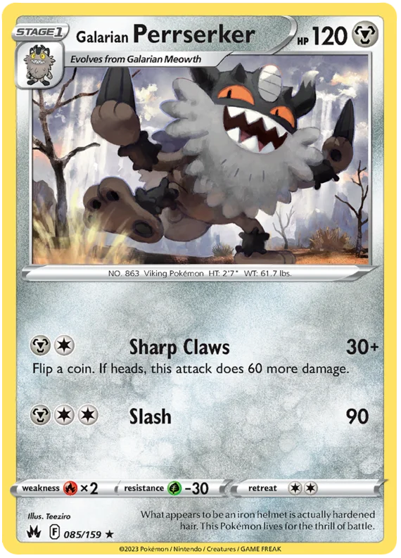 Galarian Perrserker Crown Zenith Pokemon Card Single