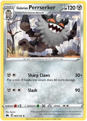 Galarian Perrserker Crown Zenith Pokemon Card Single