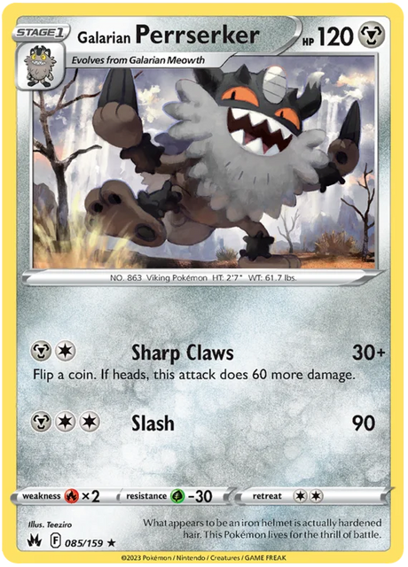 Galarian Perrserker Crown Zenith Pokemon Card Single