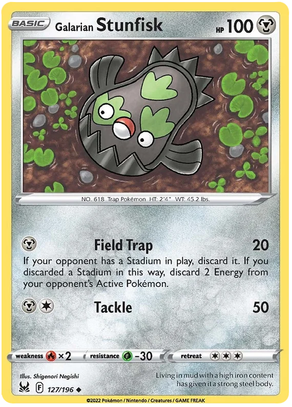 Galarian Stunfisk Lost Origin Pokemon Single Card 127/196