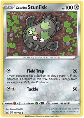 Galarian Stunfisk Lost Origin Pokemon Single Card 127/196