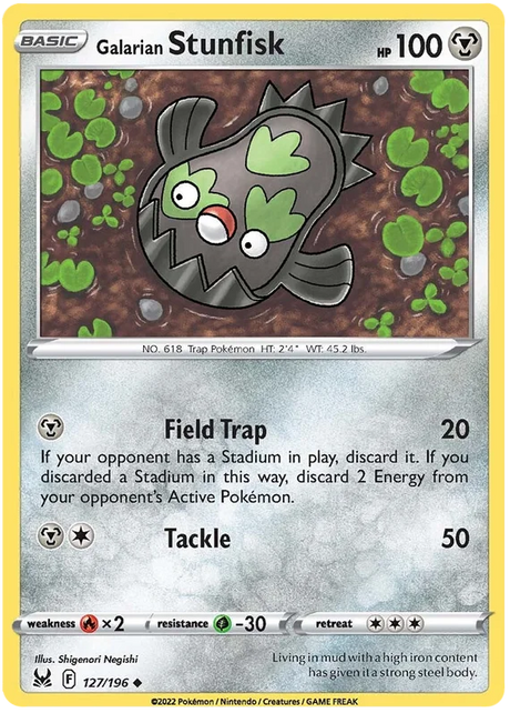 Galarian Stunfisk Lost Origin Pokemon Single Card 127/196