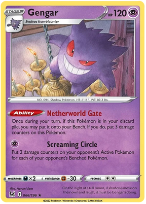 Gengar Lost Origin Pokemon Single Card 066/196