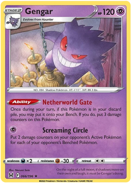 Gengar Lost Origin Pokemon Single Card 066/196