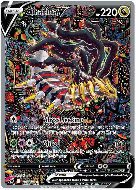 Giratina V (Alt Art) Lost Origin Pokemon Single Card 186/196