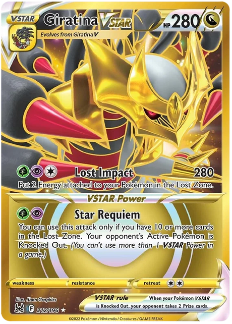 Giratina VSTAR (Secret) Lost Origin Pokemon Single Card 212/196