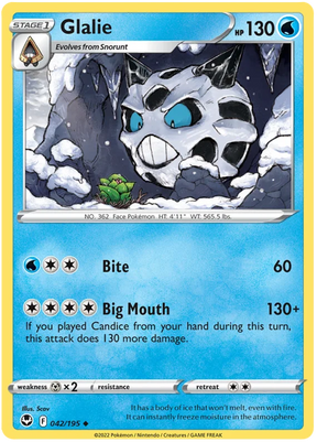 Glalie Silver Tempest Pokemon Single 042/195