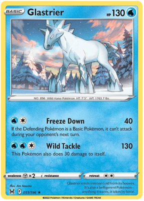 Glastrier Lost Origin Pokemon Single Card 051/196