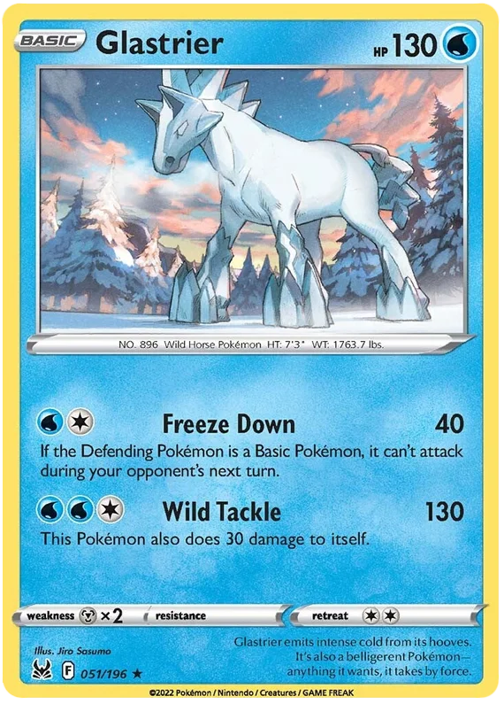 Glastrier Lost Origin Pokemon Single Card 051/196