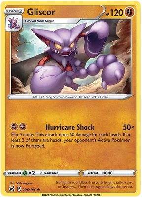 Gliscor Lost Origin Pokemon Single Card 096/196