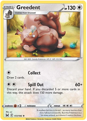Greedent Lost Origin Pokemon Single Card 151/196