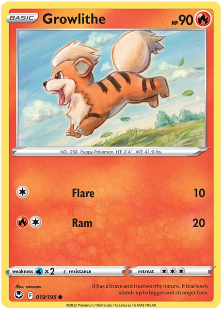 Growlithe Silver Tempest Pokemon Single 019/195