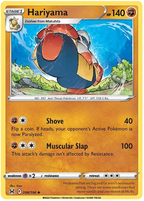 Hariyama Lost Origin Pokemon Single Card 098/196
