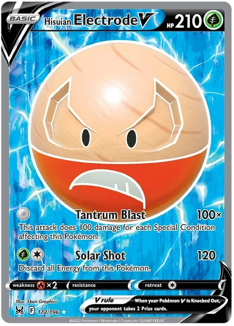 Hisuian Electrode V (Full Art) Lost Origin Pokemon Single Card 172/196