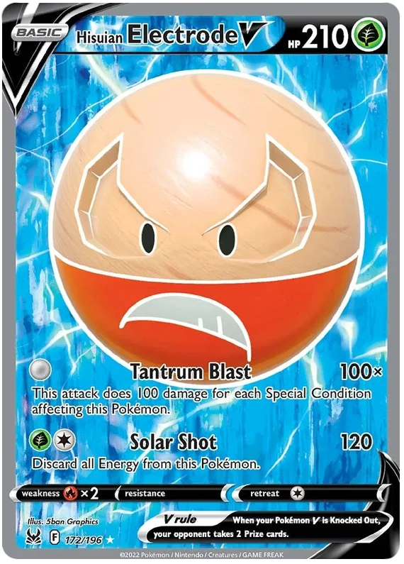 Hisuian Electrode V (Full Art) Lost Origin Pokemon Single Card 172/196