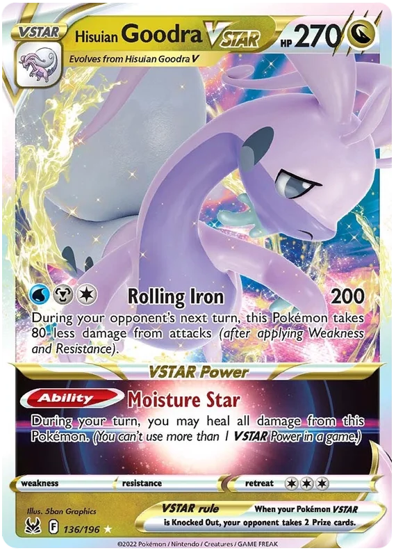 Hisuian Goodra VSTAR Lost Origin Pokemon Single Card 136/196