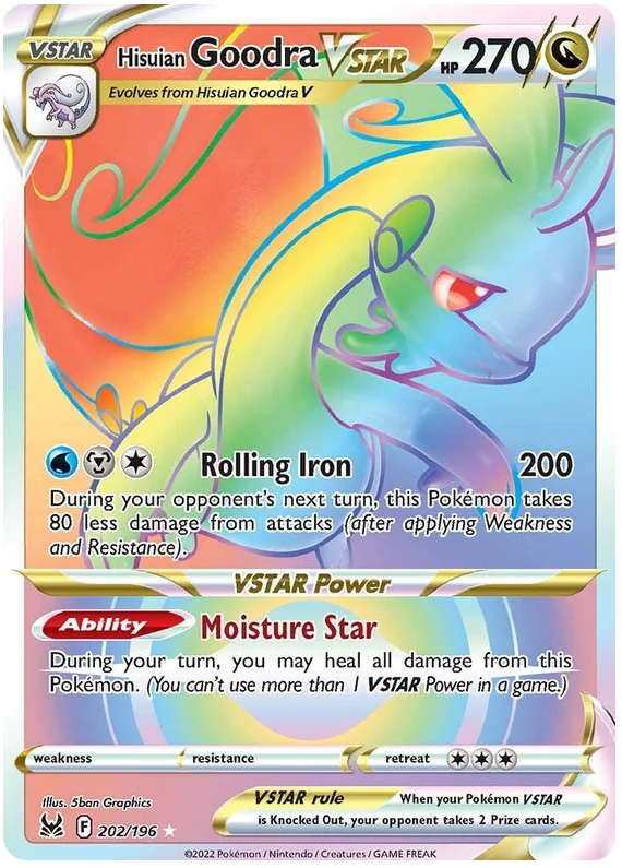 Hisuian Goodra VSTAR (Secret) Lost Origin Pokemon Single Card 202/196
