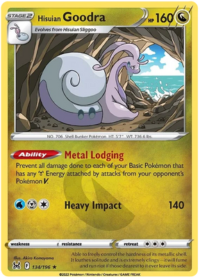 Hisuian Goodra Lost Origin Pokemon Single Card 134/196
