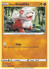 Hisuian Growlithe Lost Origin Pokemon Single Card 083/196