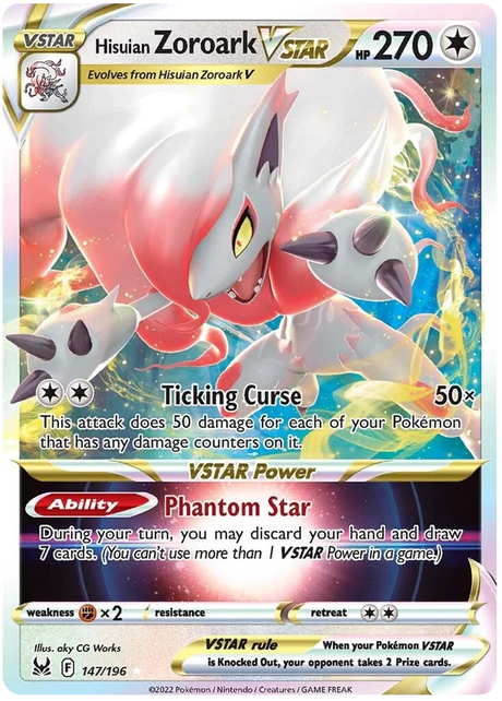 Hisuian Zoroark VSTAR Lost Origin Pokemon Single Card 147/196