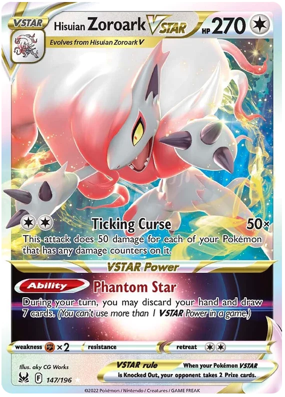 Hisuian Zoroark VSTAR Lost Origin Pokemon Single Card 147/196