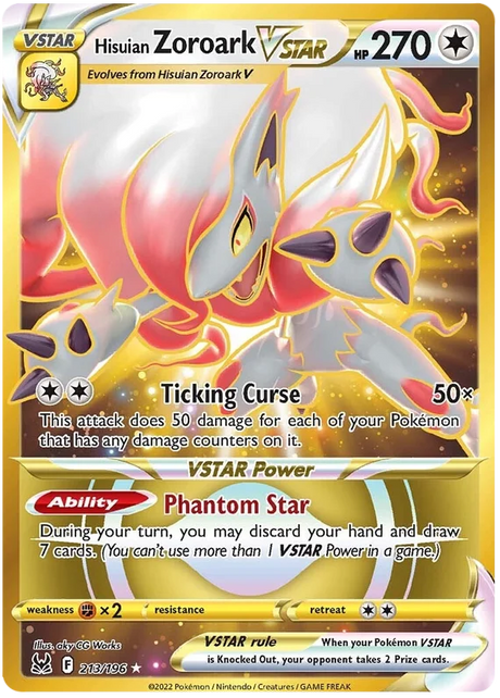 Hisuian Zoroark VSTAR (Secret) Lost Origin Pokemon Single Card 213/196