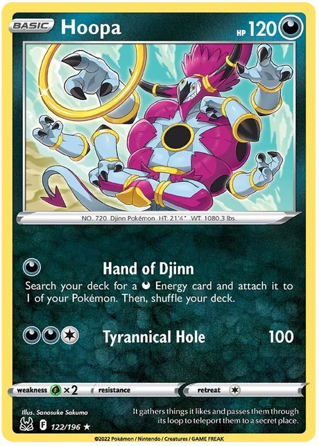 Hoopa Lost Origin Pokemon Single Card 122/196