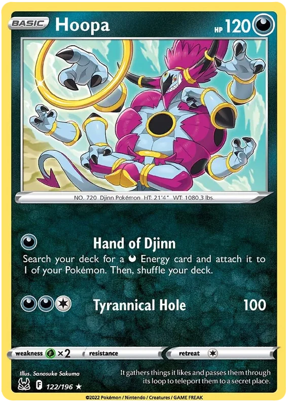 Hoopa Lost Origin Pokemon Single Card 122/196